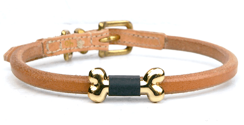 Dogs Department Khaki Rolled Leather Collar
