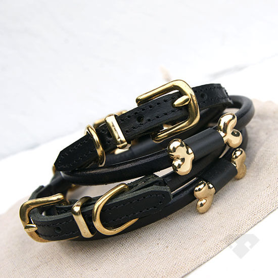 Dogs Department Black Rolled Leather Collar