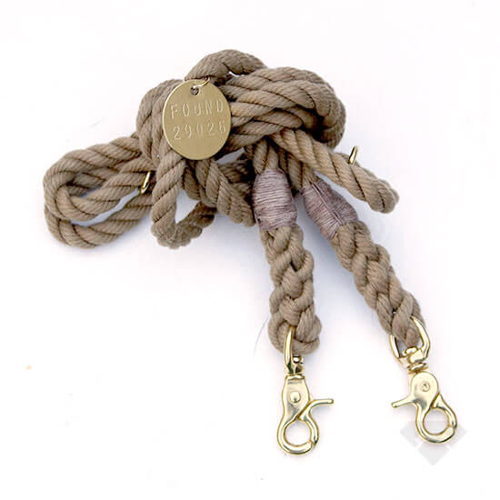 Swag & Wag  Leather & marine rope dog collar natural