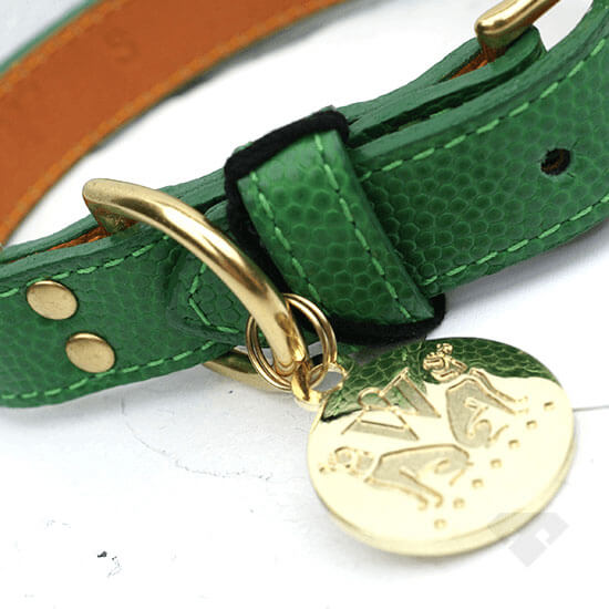 Woof NY Green Leather Dog Collar