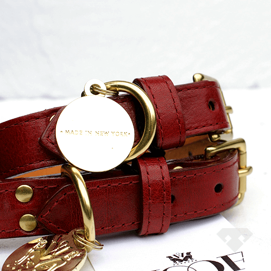 Woof NY Red Leather Dog Collar