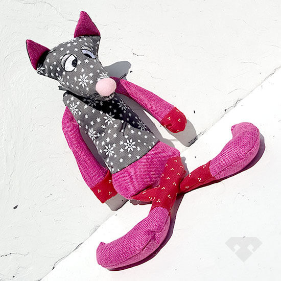 Patchwork Mouse Soft Dog Toy